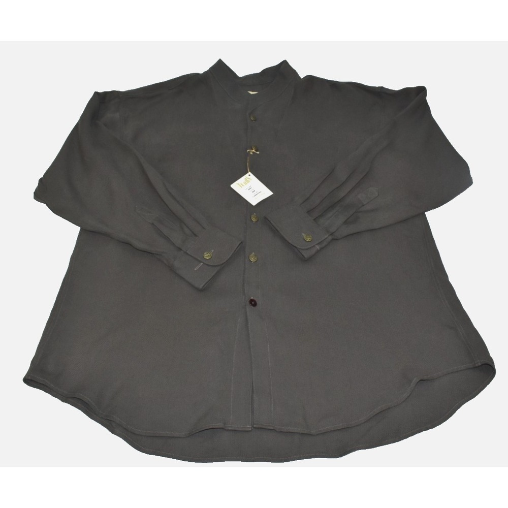 Vintage Stubbs Bib Front  Mens Shirt XL Brown Band Collar French Cuff Western